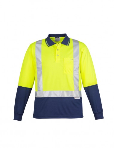 SY-ZH234 - Mens Hi Vis Spliced L/S Polo - Shoulder Taped - Syzmik - Work Wear