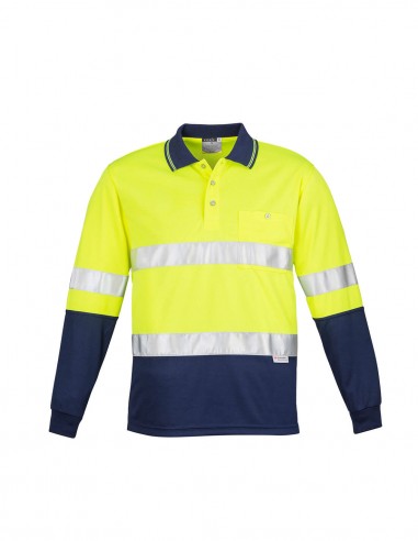 SY-ZH235 - Mens Hi Vis Spliced L/S Polo - Hoop Taped - Syzmik - Work Wear