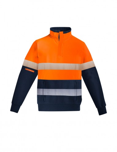 SY-ZT150 - Mens Orange Flame HRC 2 Hoop Taped 1/4 Zip Brushed Fleece - Syzmik - Work Wear