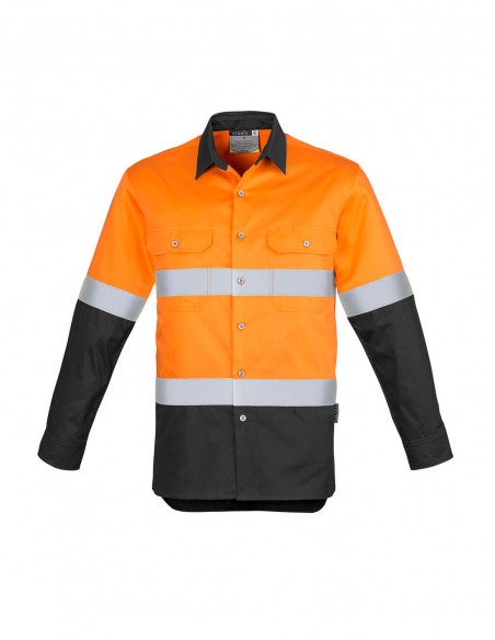 SY-ZW123 - Mens Hi Vis Spliced Industrial L/S Shirt - Hoop Taped - Syzmik - Work Wear