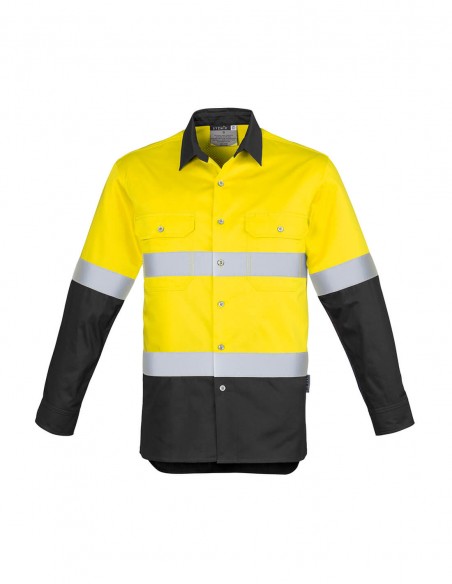 SY-ZW123 - Mens Hi Vis Spliced Industrial L/S Shirt - Hoop Taped - Syzmik - Work Wear