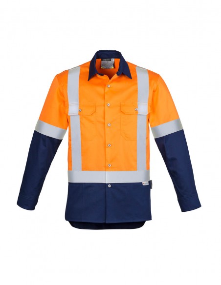 SY-ZW124 - Mens Hi Vis Spliced Industrial L/S Shirt - Shoulder Taped - Syzmik - Work Wear