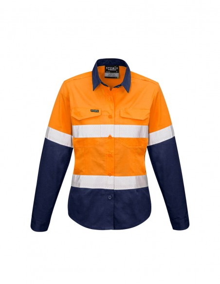 SY-ZW720 - Womens Rugged Cooling Taped Hi Vis Spliced L/S Shirt - Syzmik - Work Wear