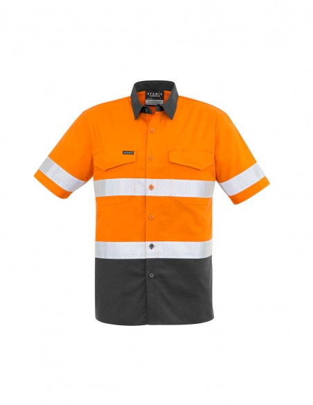 SY-ZW835 - Mens Rugged Cooling Taped Hi Vis Spliced S/S Shirt - Syzmik - Work Wear