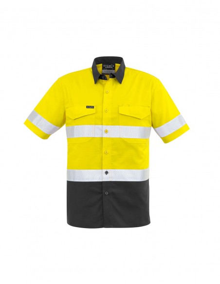 SY-ZW835 - Mens Rugged Cooling Taped Hi Vis Spliced S/S Shirt - Syzmik - Work Wear