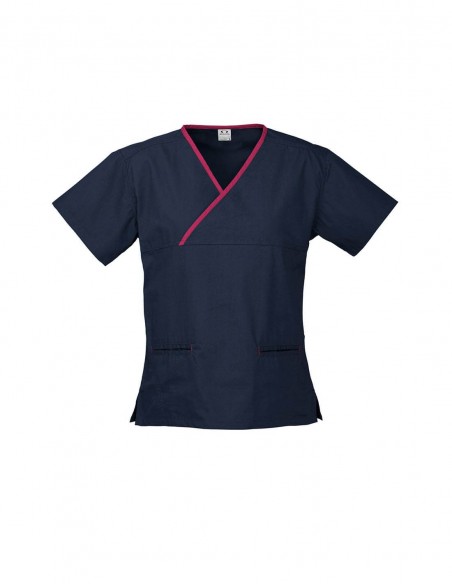 BCA-H10722 - Womens Contrast Crossover Scrub Top - Biz Care - Healthcare